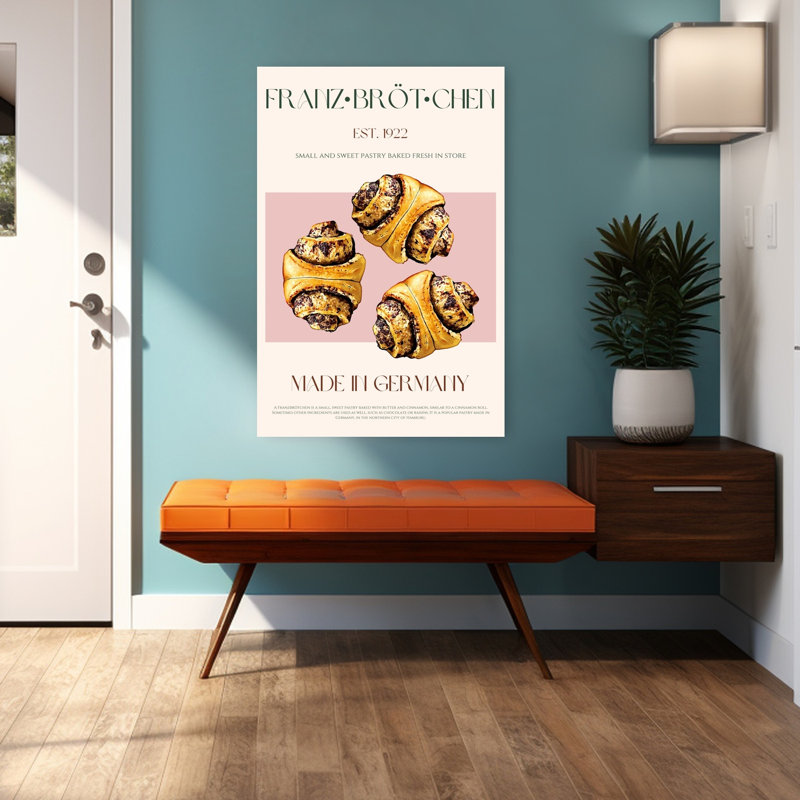 Art mural rétro rétro de pâtisseries allemandes, H 48 po x l 32 po