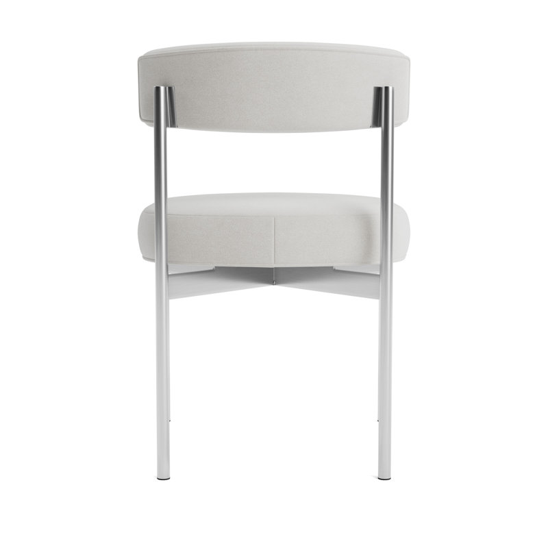 Remy Upholstered Dining Chair, Performance Velvet - Silver, Brushed Stainless Steel