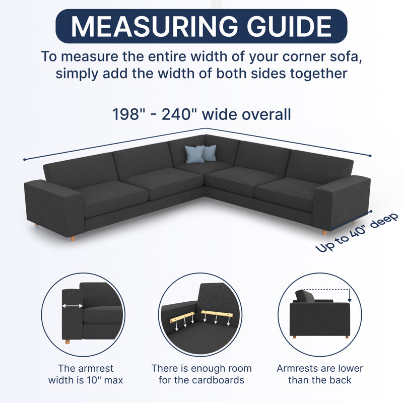 Stretchy Slipcover For Extra Large Corner Sectional Couch Cover - Easy To Clean & Durable - Comfort Collection, Dark Gray 