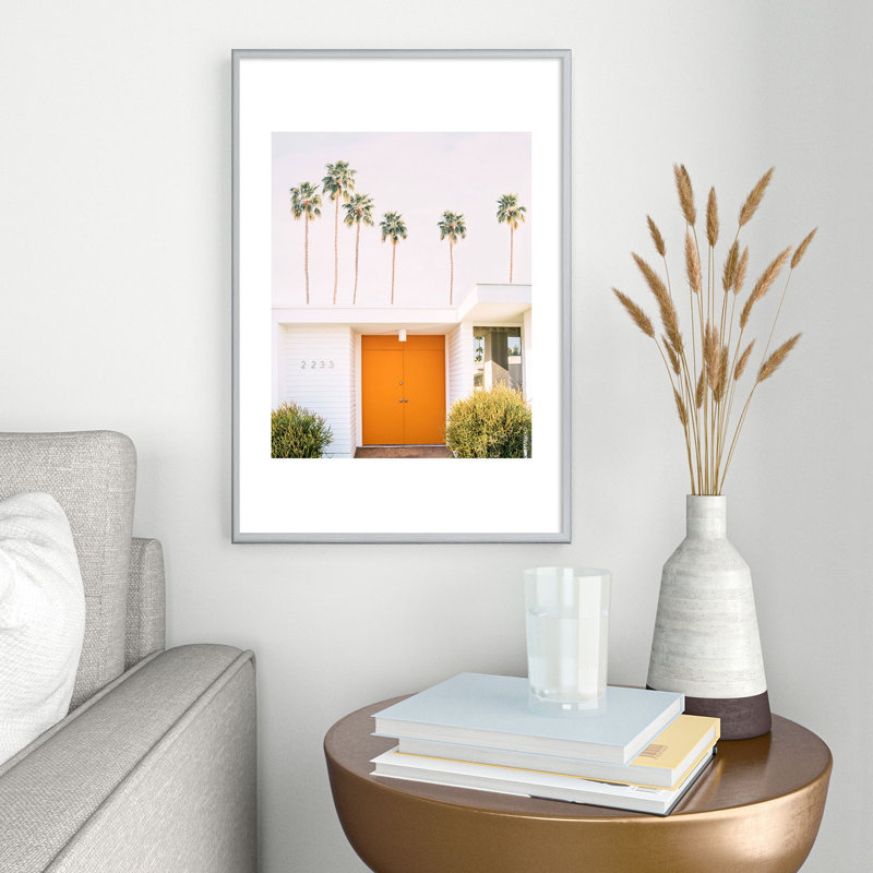 Palm Springs encadré sur papier, H 19 po x l 13 po, Argent