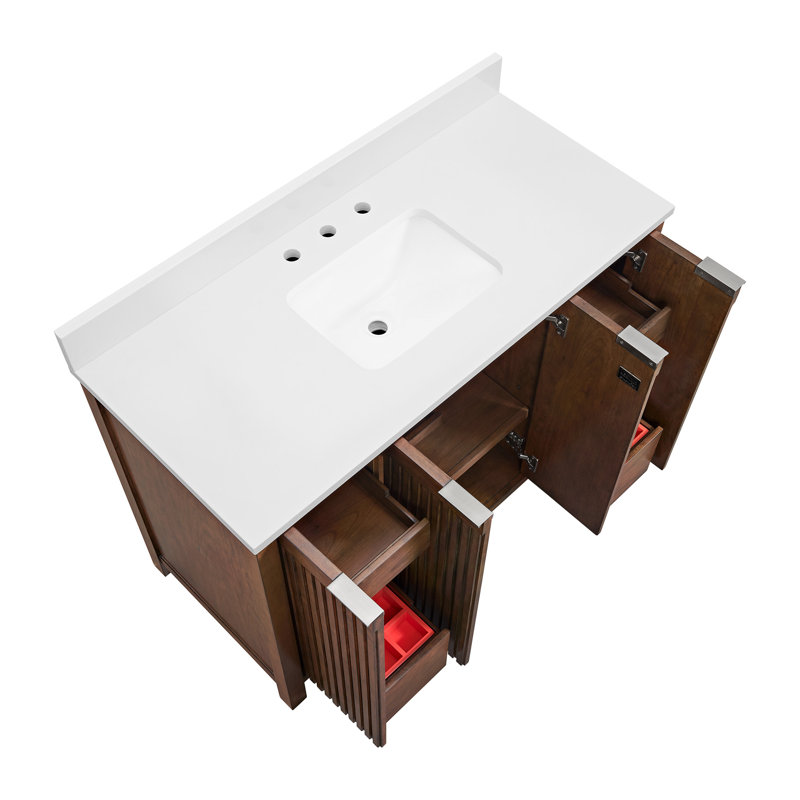 Through Lines 48" Single Bathroom Vanity, 8" Widespread, Brown