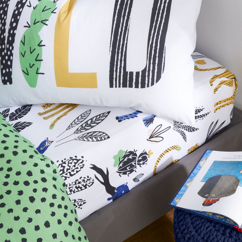 Chanute 100% Cotton Printed Fitted Sheet, Double (4'6)