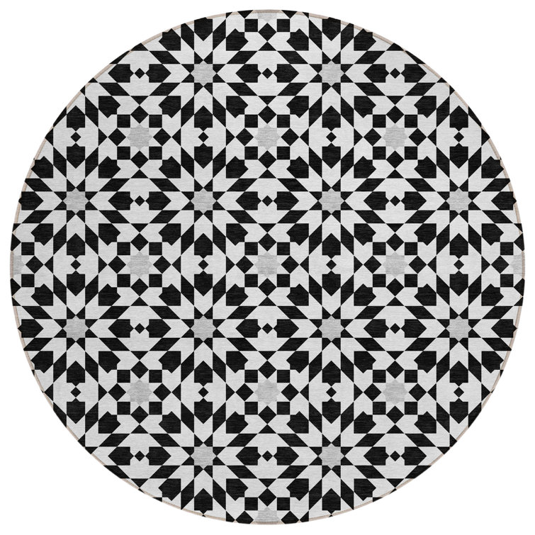 Flatweave Washable Floral Indoor / Outdoor Rug