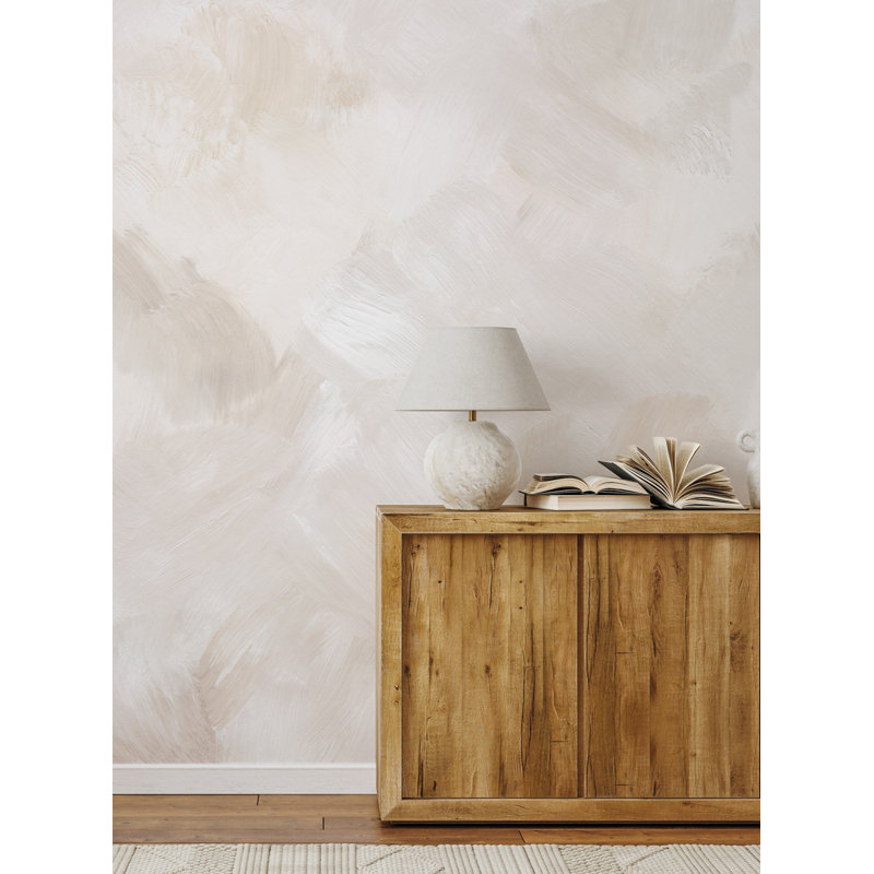 Papier peint adhésif Paint Strokes, Beige, L 108 po x l 96 po