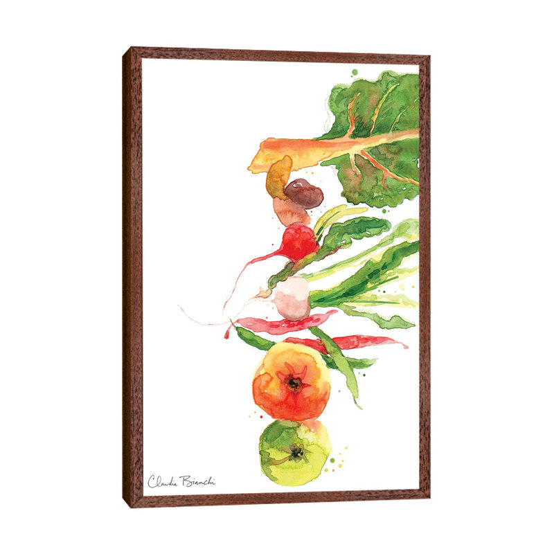 Stacked Veg by Claudia Bianchi - Painting on Canvas, 66.04cm H x 45.72cm W x 3.81cm D, Classic Brown Wood Framed