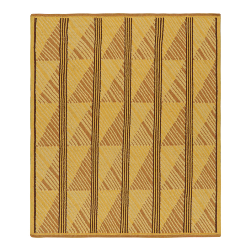 Rug & Kilim’S Scandinavian Style Rug In Gold With Geometric Diamond Patterns