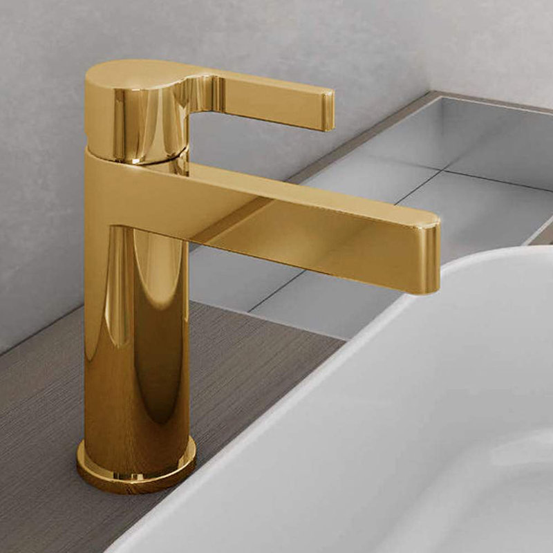 Do Re Mi Vessel Sink Bathroom Faucet with Drain Assembly, Polished Gold