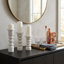 Bougeoirs en marbre pour table - Accessoires décoratifs pour salon, chambre ou salle de bain - Lot de 3. 30 cm, 25 cm, 20 cm, blanc