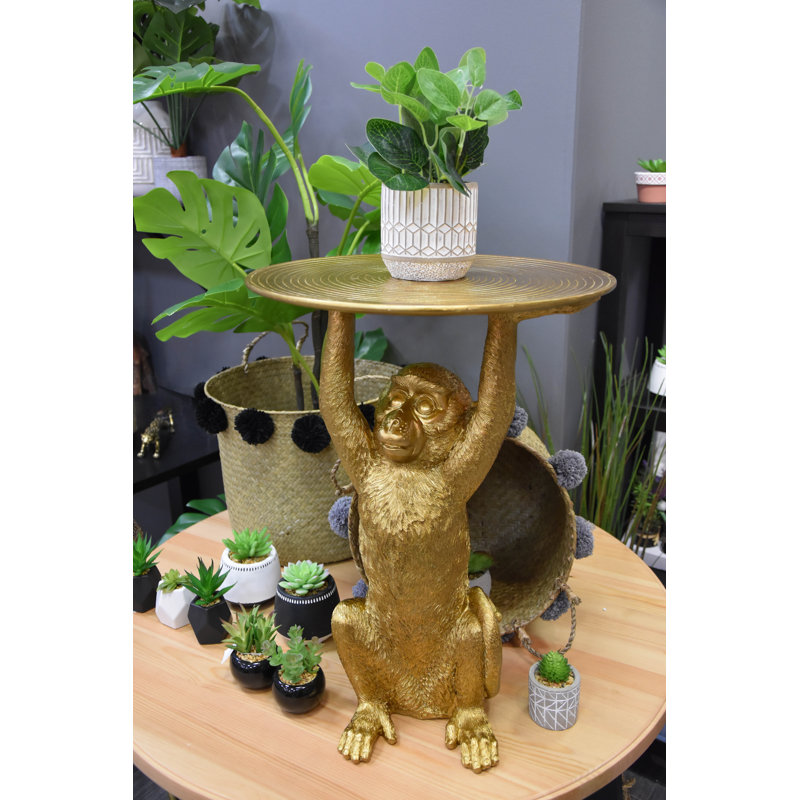 Noriega Figurine End Table, Gold