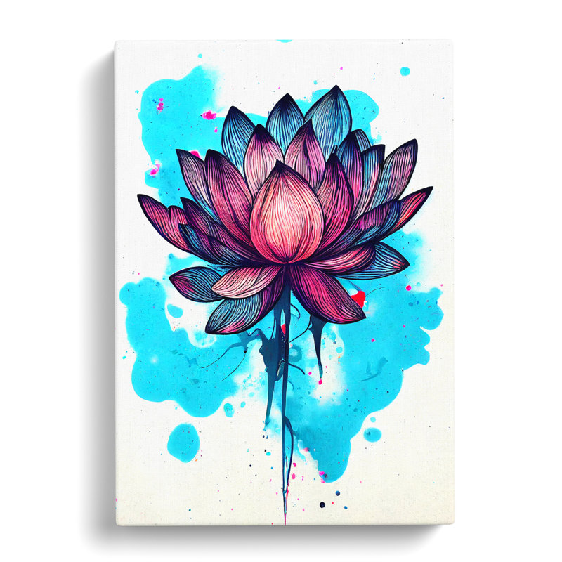 Lotus Flower Splash - Wrapped Canvas, 50cm H x 35cm W x 3cm D