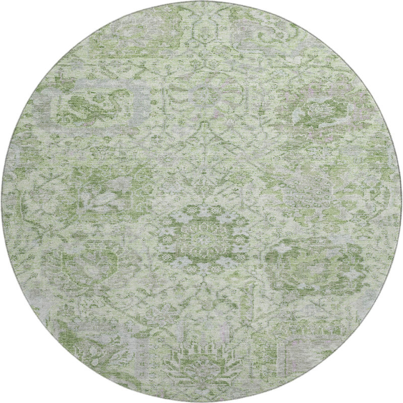 Premium Machine Washable Wayne AMF1102 Damask Rug, Round 8'