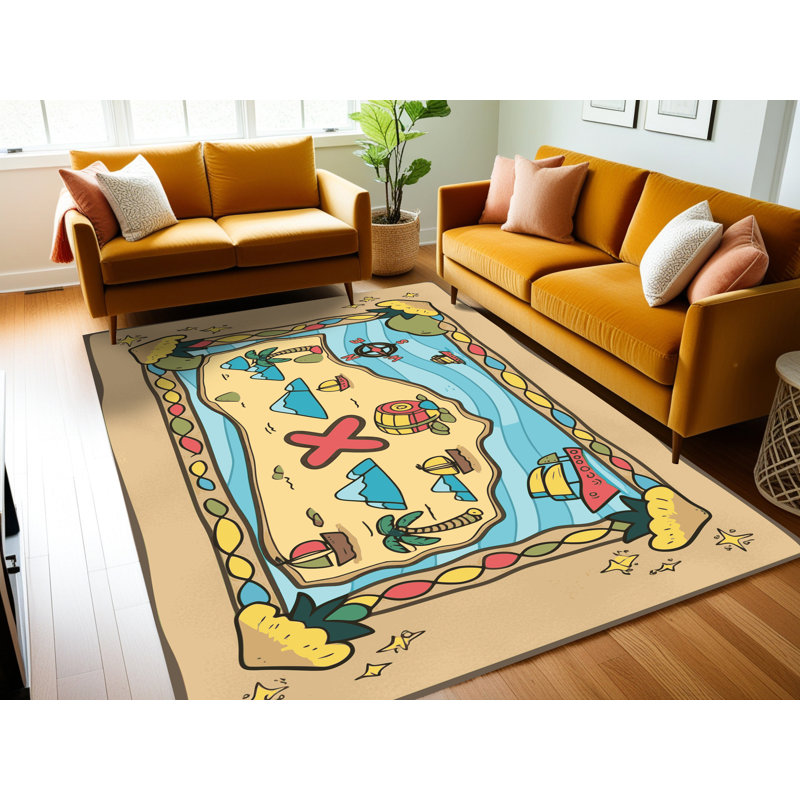 Sunside Sails Washable Pirates Ocean Kids Rug_Pir013, Rectangle 2' x 3'