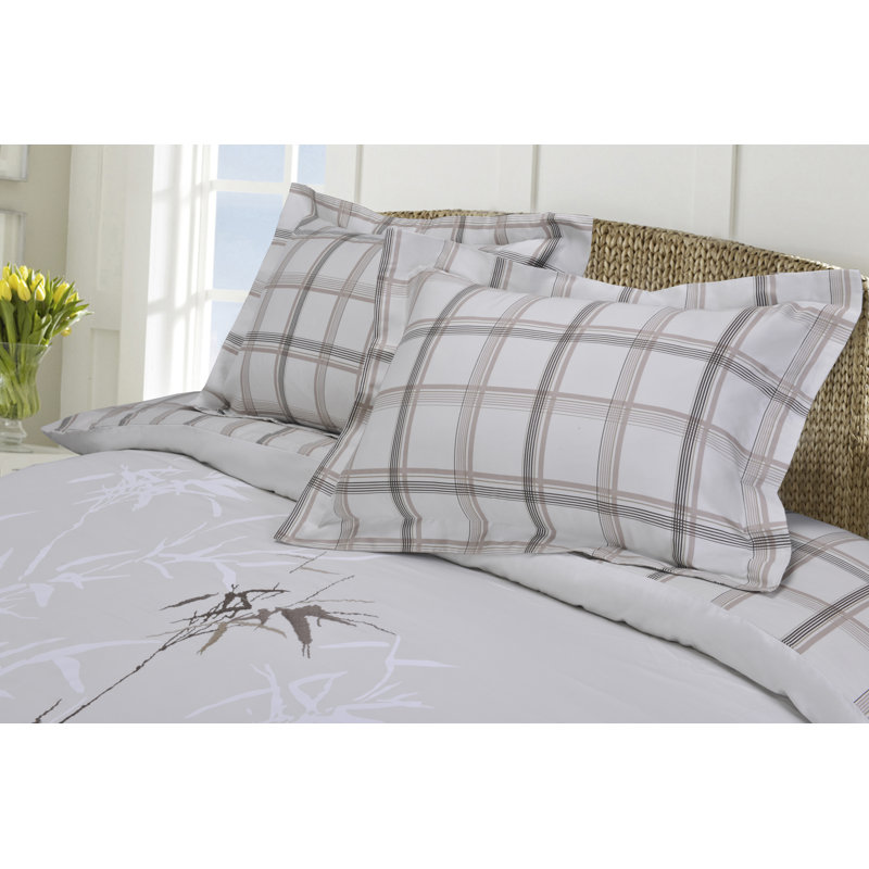 Elmwood Gray Cotton Full/Queen 3-Piece Duvet Cover Set