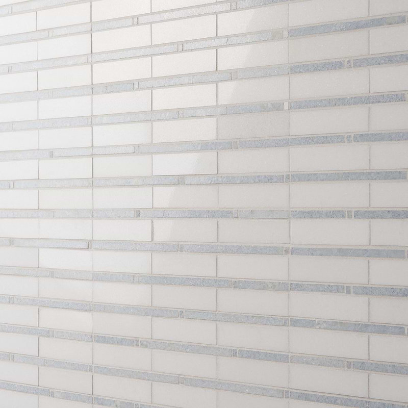 Rattan 1x4 Polished Thassos Marble Mosaic Tile