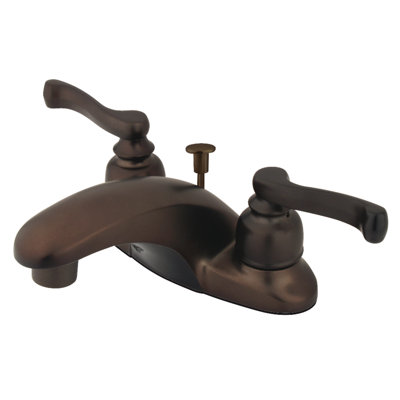 Robinet de salle de bain central à 4 poignées à 3 trous à fixation sur le comptoir avec poignée escamotable en laiton Kingston