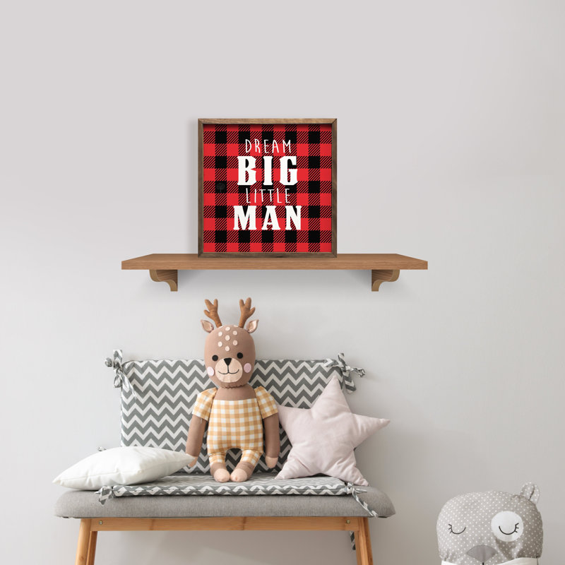 Dream Big Little Man Plaid, 4" H x 4" W