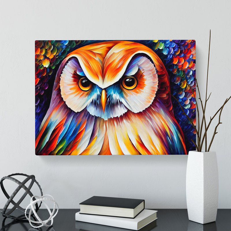 Owl Painting Vol.5 Abstract - Wrapped Canvas, 35cm H x 50cm W x 3cm D