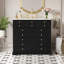 Meuble-lavabo de 36 po avec lavabo en résine, structure en bois massif, armoire de rangement autoportante avec 2 tiroirs et portes à fermeture douce, noir