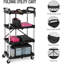 Chariot utilitaire pliable en plastique noir à 4 niveaux avec frein