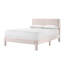 Grand lit rose contemporain avec tête de lit tapissier nervurée, structure discrète et pieds discrets pour la chambre à coucher, motif texturé, discret-990557998-990557999