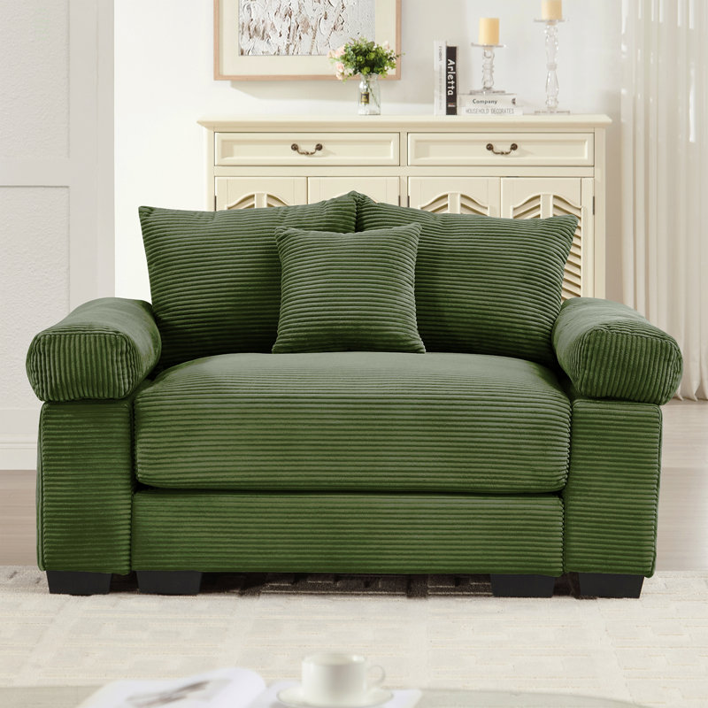 Canapé modulaire surdimensionné en forme de nuage de 54,3 po, accoudoirs très épais, bons coussins de résilience, conception ergonomique en velours côtelé de qualité supérieure, assemblage facile pour le salon, vert