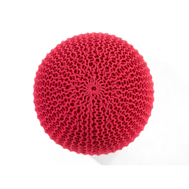 Bentall 40cm Wide Round Pouf Ottoman, Red