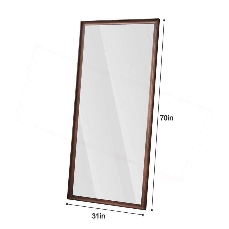 Full Length Mirror With Wooden Frame, Wall-Mounted, Vintage Style, Big And Tall, For Home Decor And Space Illusion.