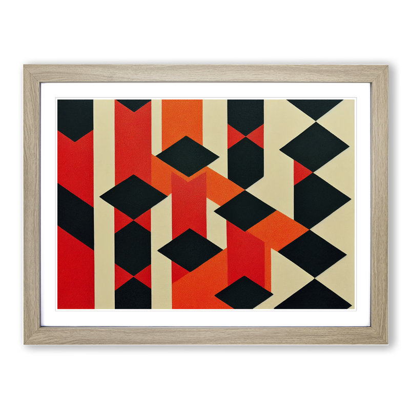Idyllic Abstract 1 Piece Single Picture Frame Wall Art, 34cm H x 46cm W x 2cm D, Oak