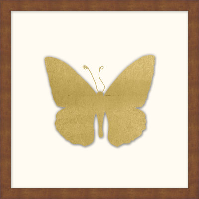 Gold Leaf Butterfly 7' Framed Graphic Art Print on Glass