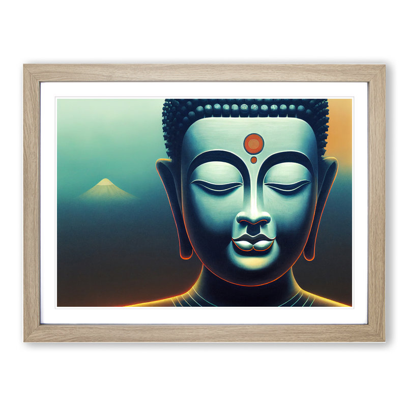Cool Buddha - Framed Print, 46cm H x 64cm W x 2cm D, Oak