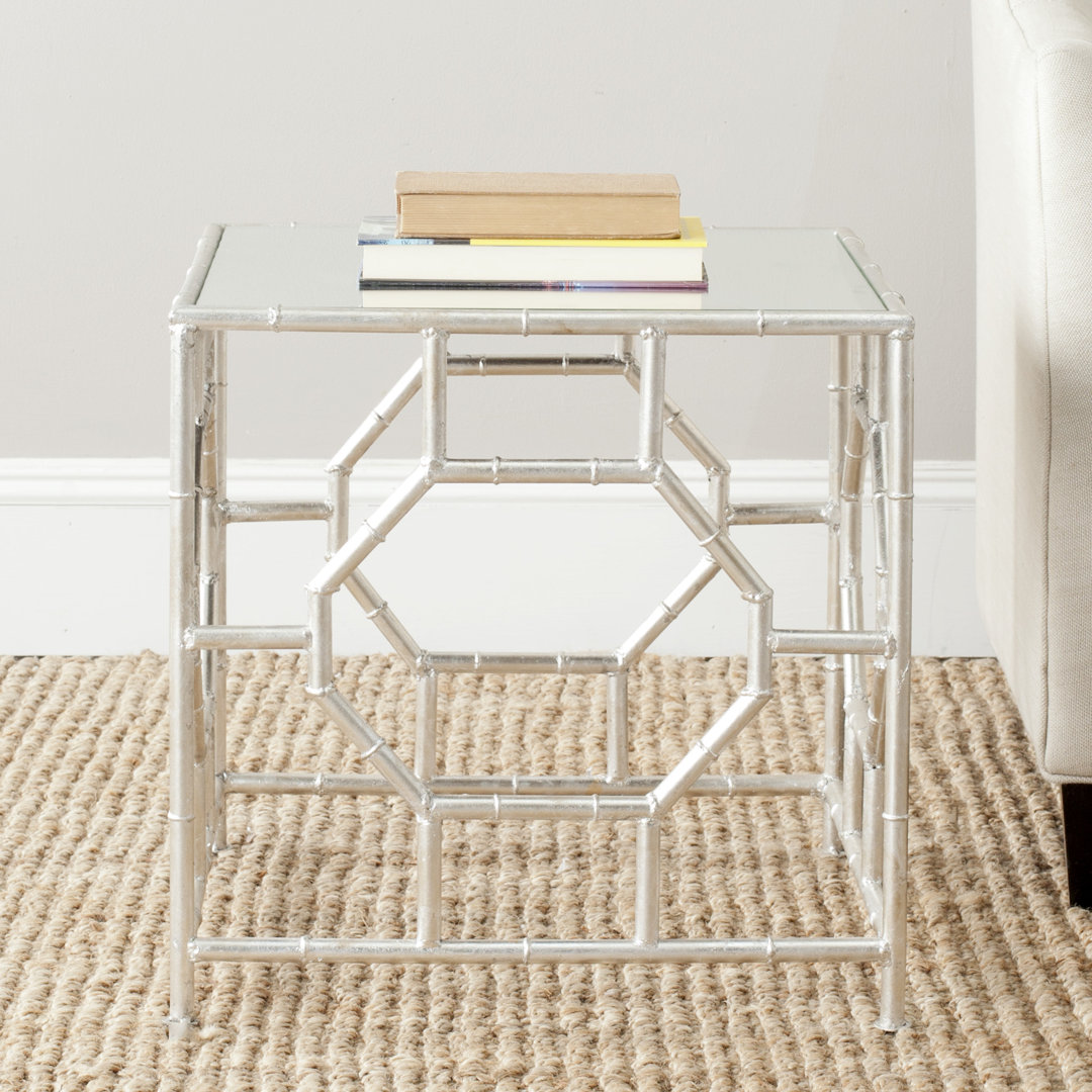 Oxendine Mirrored Glass Top End Table Mercer41