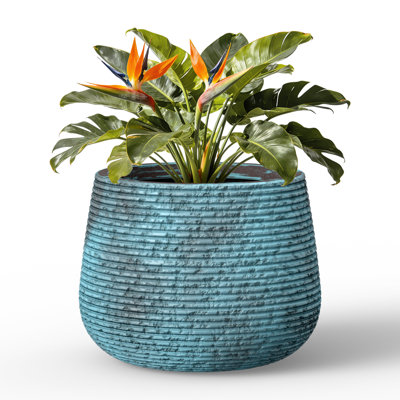 Durx-Litecrete Concrete Planter Round Flower Plant Pot with Draiange Hole for Outdoor & Indoor with Upgraded Interior