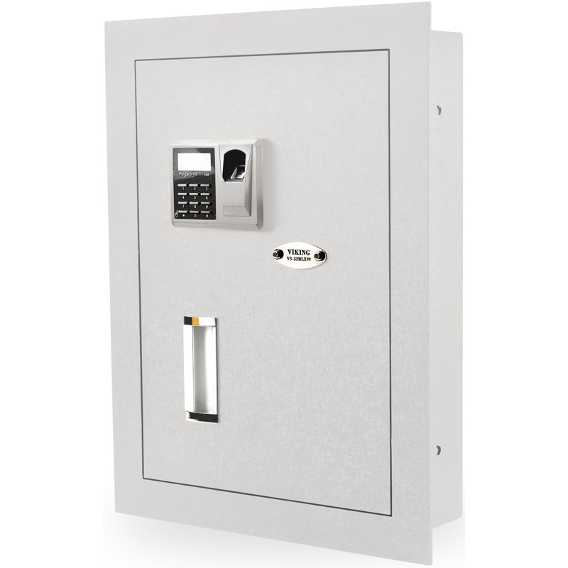 White Steel Biometric Fingerprint In-Wall Safe with Touchpad Control