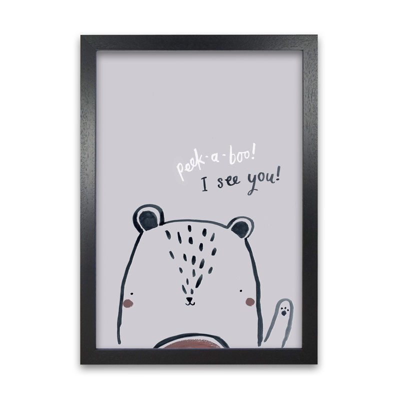 Peek A Boo Bear - Print, 59.4cm H x 42cm W x 3cm D, Black Framed