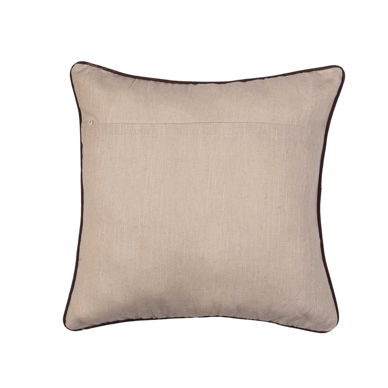 Embroidered Pinecone Branches Fall Piped Throw Pillow 18" x 18"