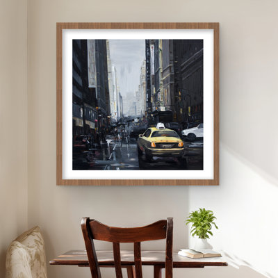 New York in the Dark - Black Street Scenery, reproduction encadrée