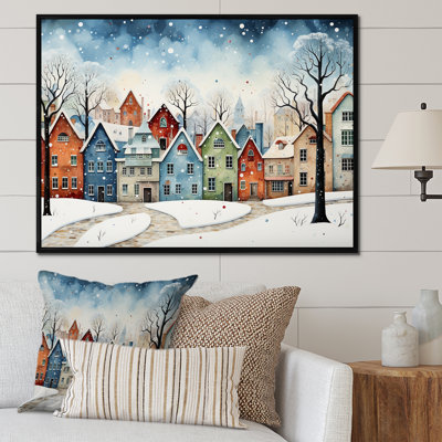Multicolor Frosty City In Winter I - Winter Landscape, art mural