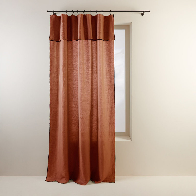 Carlina Linen Curtain Single Panel, Width 350 x Drop 280cm, Dark Red