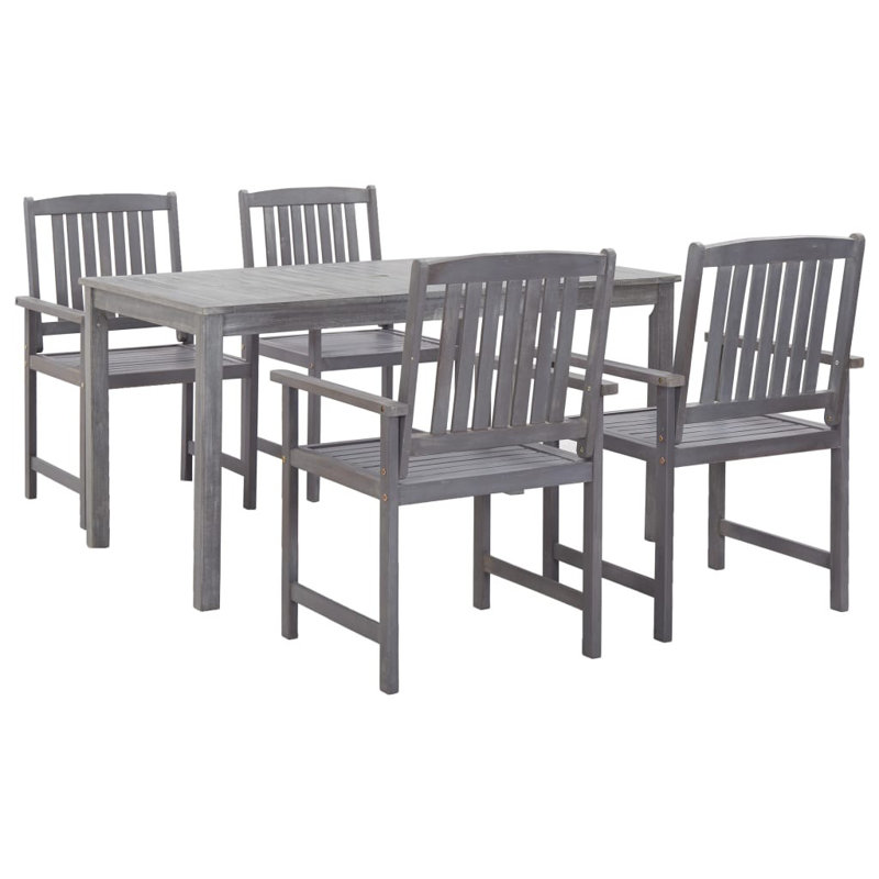 Edythe 4 - Person Acacia Patio Dining Set with Rectangular Table, Grey