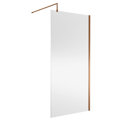 nuie 1000mm Brushed Bronze Wetroom Screen With Support Bar