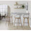 Tabouret de bar à hauteur fixe, 19,5 po x 19,25 po x 41 po, métal, 1 pièce, blanc, style maison de campagne