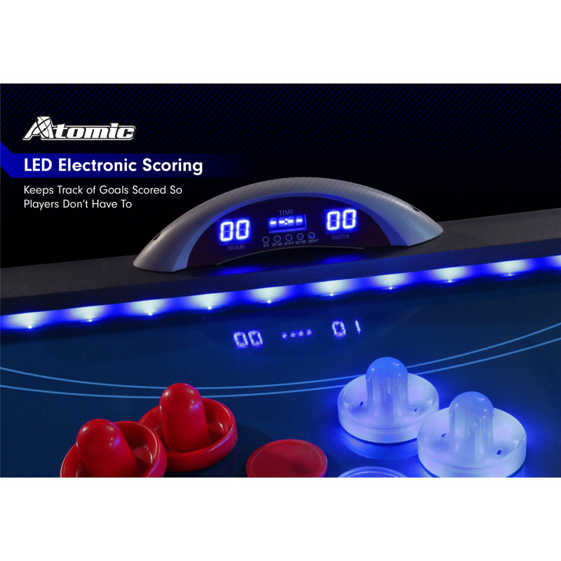 Atomic Game Tables 90" 4 -Player Air Hockey Table with Digital Scoreboard and Lights