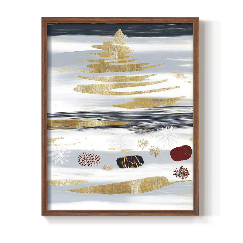 «Christmas Holiday Art CLV III», reproduction d'art encadrée - bois massif, H 21 po x l 17 po, Noyer