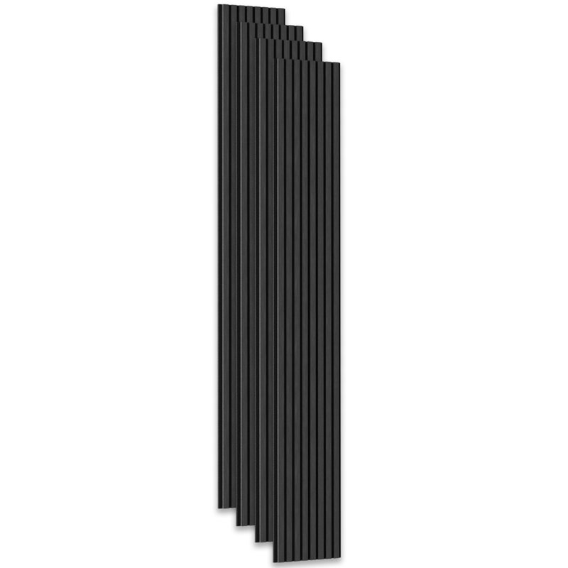 Ensemble de 4 panneaux muraux à lattes de 94,5 po x 12,6 po x 0,8 po pour lattes murales noires (paquet de 4 / 33,07 pieds carrés)