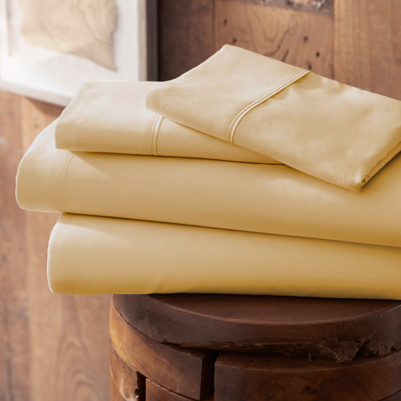 Sateen Double Brushed Microfiber Sheet Set, Honey, Twin XL Sheet Set + Fitted Sheet + 1 Pillowcase
