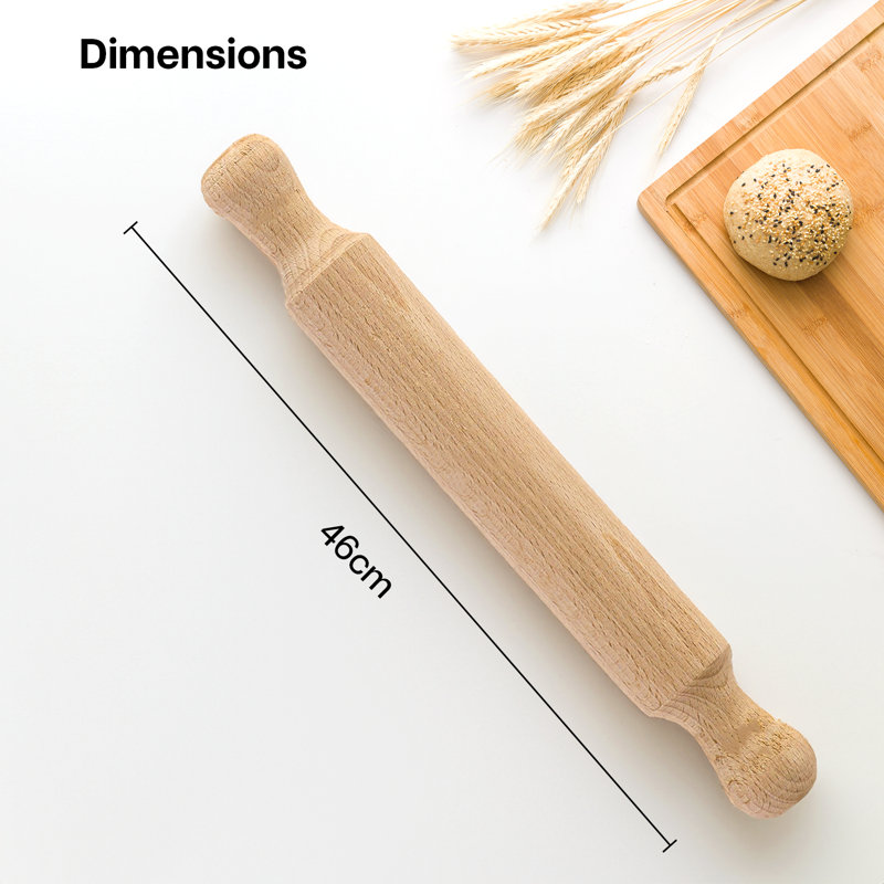 Besto Wood Rolling Pin, 46cm H x 3.5cm W x 3.5cm D