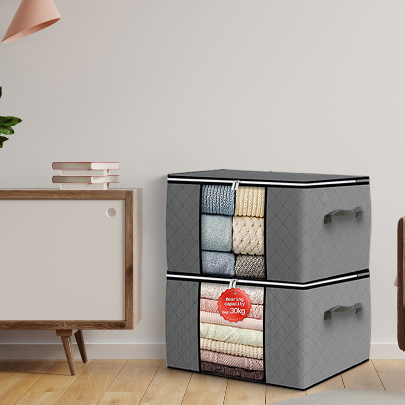 Ensemble de sacs de rangement pliables en tissu, gris
