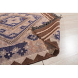 5x8 Brown Flat Weave Wool Diamond Key Pattern Geometric Modern Contemporary Carpet Rug
