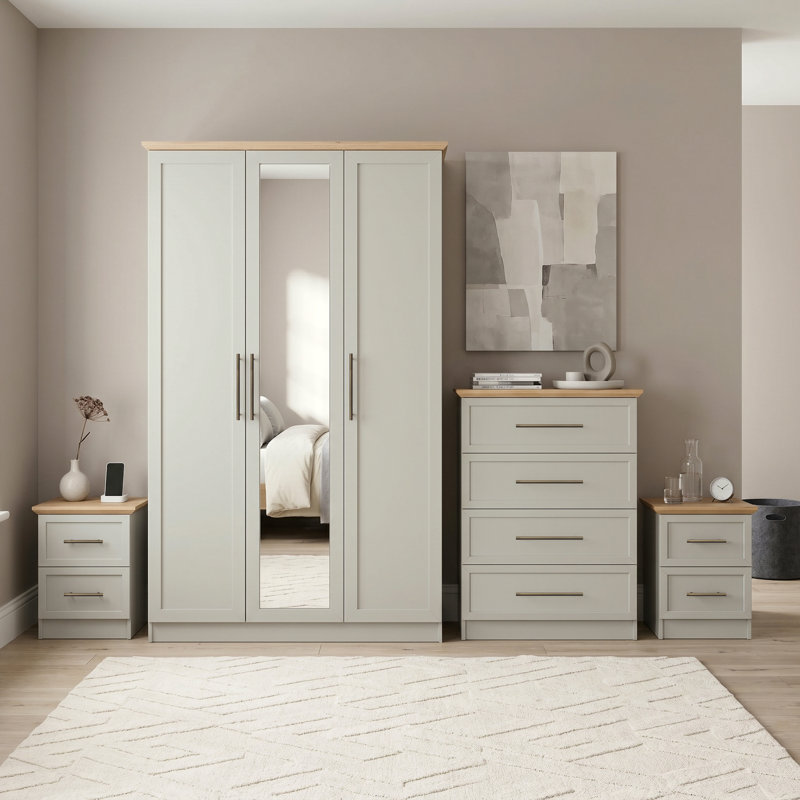 Cleverton 4 Piece Compact Bedroom Storage Set, Light Grey