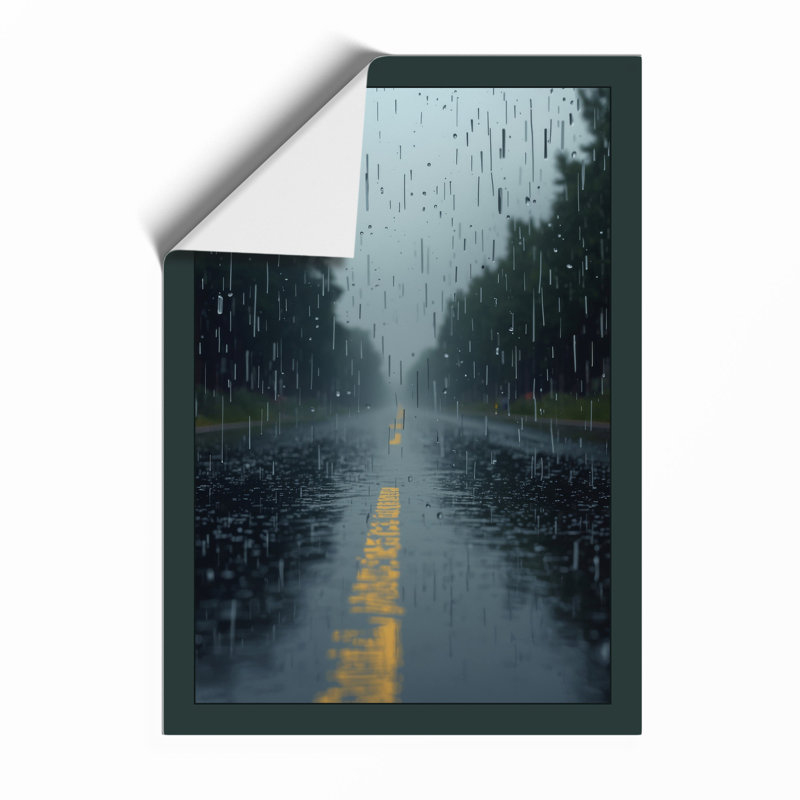 Road Into Rain Modern - Print, Unframed, A4 - 29.7 x 21.0 cm